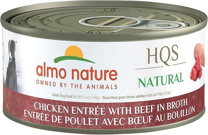 almo nature HQS Natural Wet Dog Food Chicken Entree with Beef in broth 5.5 oz (Pack of 12)