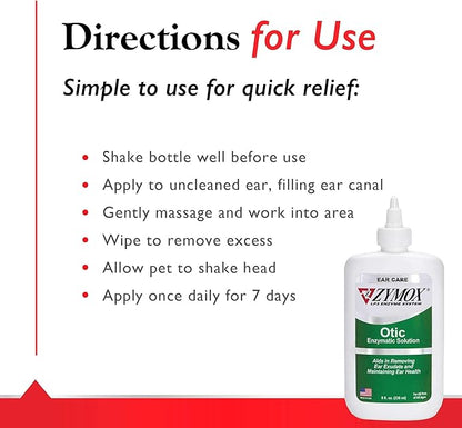PET KING BRANDS Zymox Otic Enzymatic Solution for Dogs and Cats to Soothe Ear Infections Without Hydrocortisone for Itch Relief, 8oz