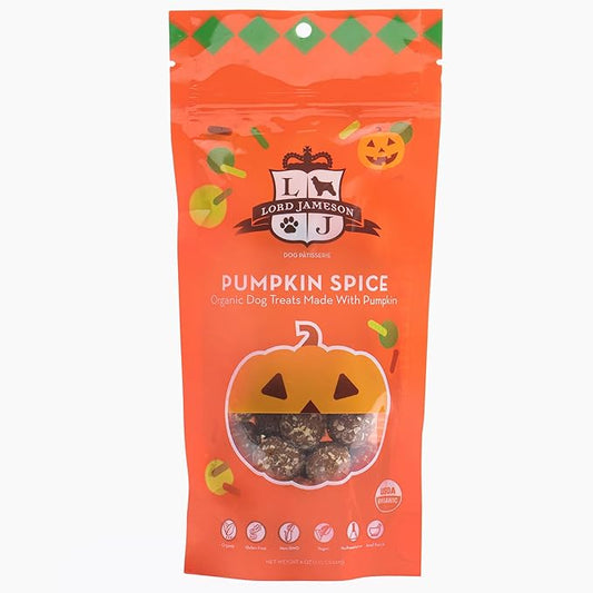 Pumpkin Spice 6 oz - Dog Patisserie Treats, Fall Holiday Collection, Organic, Soft & Chewy No-Bake Superfood Bites, Preservative Free