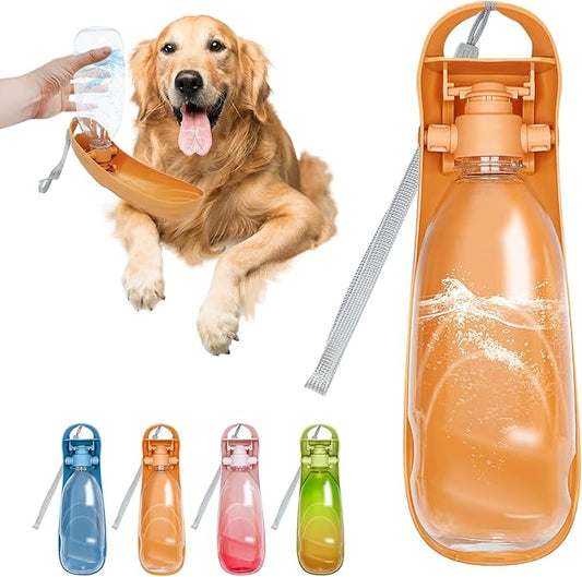 19oz Dog Water Bottle, Collapsible Dog Travel Water Bottle, Portable Dog Water Dispenser with Foldable Drinking Cup Bowl for Walking, Hiking, Lightweight, Leak-Proof, BPA Free, Orange