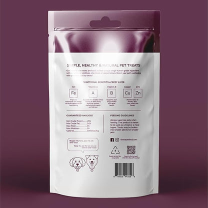 Skona Single-Ingredient Beef Liver Jerky (4oz) | Dogs & Cats | Vitamins A, B12, Protein Boost | Shiny Coat, Energy, Digestion | USA Made