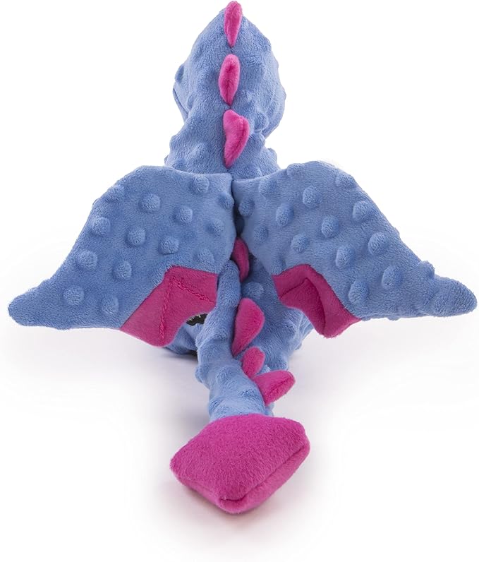goDog Bubble Plush Dragons Squeaky Dog Toy, Chew Guard Technology - Periwinkle, Large