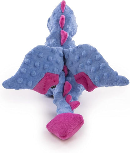 goDog Bubble Plush Dragons Squeaky Dog Toy, Chew Guard Technology - Periwinkle, Large