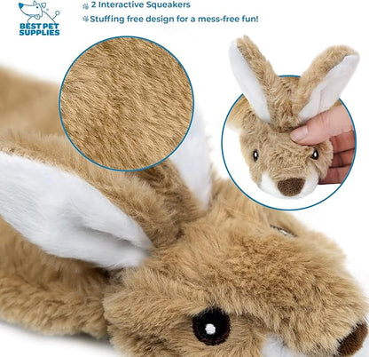 Best Pet Supplies Stuffing Free Squeaky Dog Toys for Small Dogs, Medium Dogs, and Large Dogs, Durable, Best Dog Chew Toy for Teething Puppy, Indoor Play, Holds Plastic Bottle - Hare, Large
