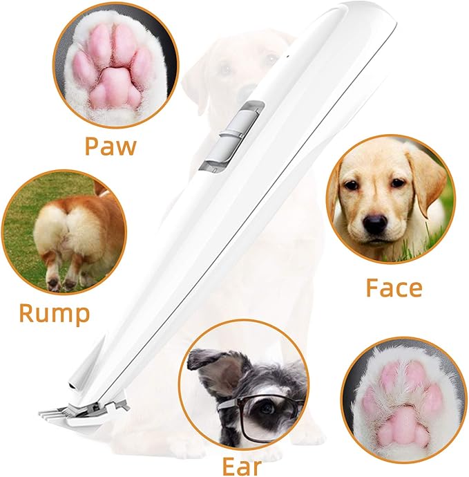 Electric Dog Paw Fur Trimmer for Small Cats Dogs Clippers Christmas Cordless Ear Hair Clipper Mini Light up Grooming Clippers 2 Speeds Rechargeable Quiet Grooming for Paw Eyes Ears Face Rump