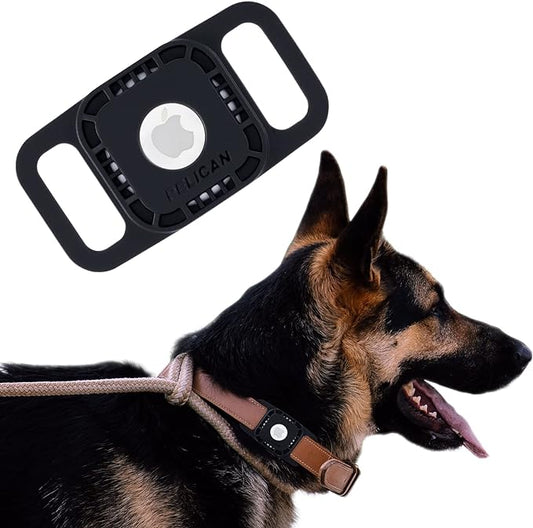 Pelican Protector Airtag Dog Collar Holder - Waterproof & Anti-Scratch AirTag Holder Dog Tag - Rugged Airtag Case for Dog Collar - Pet Collar Airtag Loop - Compatible with Cat / Dog Collar - Black