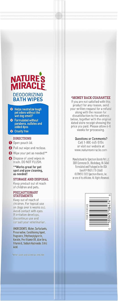 Nature's Miracle® Deodorizing Bath Wipes Sunkissed Breeze Scent, 25 ct