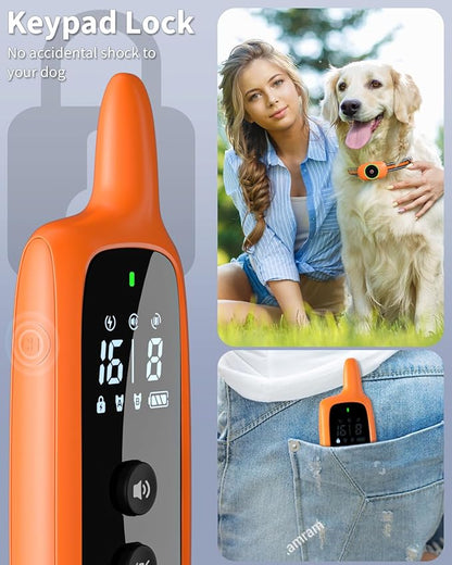 Dog Shock Collar for 2 Dogs, Dog Training Collar with Remote for Large Medium Small Dogs, Rechargeable E-Collar Waterproof Collars with 3 Training Modes, Range up to 3300Ft-Orange