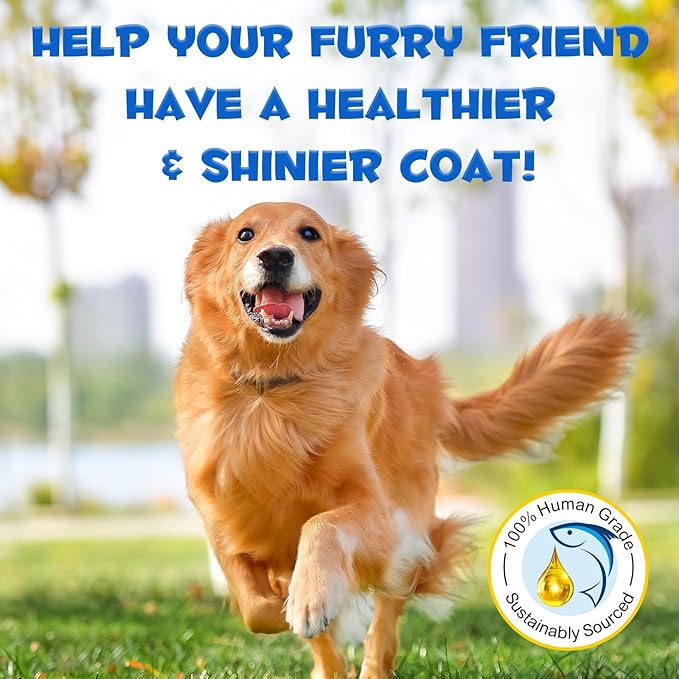 Omega 3 Fish Oil for Dogs and Cats - Salmon Oil for Dogs - Supports Healthy Coat and Skin, Heart, Immune System, Joints and Hip， 250ml Pure DHA and EPA
