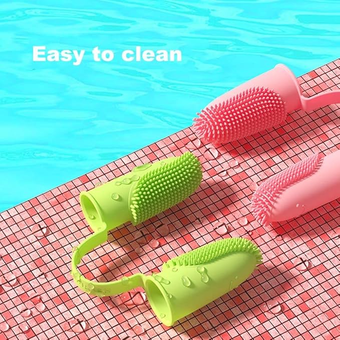 Andy's Orchids 3pcs Dog Toothbrush for Easy Teeth Cleaning, Finger Toothbrush Kit, Double-Finger 135ºSurround Bristles, Teeth Care Dental Care for Puppies Cats and Small Pets
