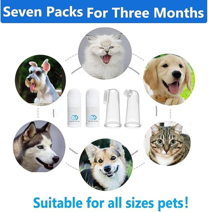 Pet Toothbrush for Small to Large Dogs Cats,Soft High Grade Finger Toothbrush,Teeth Oral Cleaning,Dental Care, 1 Set for Two Fingers White (5)