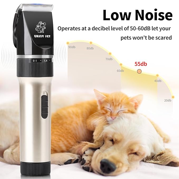 Professional Dog Clippers Trimmer for Grooming - Dog Grooming Kit Tools Pet Cat Hair Grooming Clippers Scissirs Dog Shaver Shears with Combs/Detachable Blades/Guards, Cordless Quiet Animal Clippers