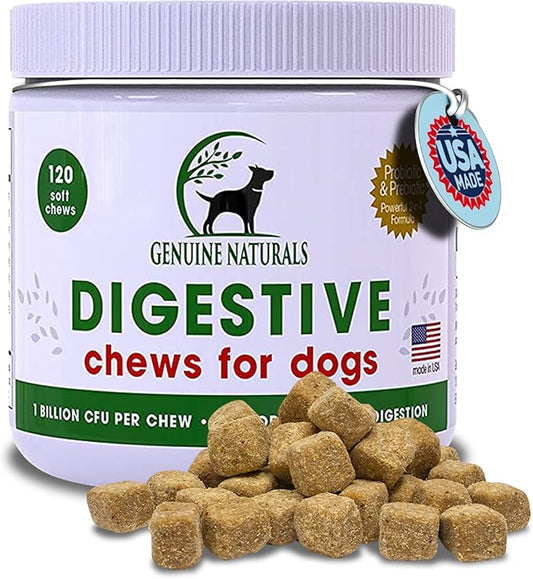 Digestive Supplement for Dogs - Recommended Probiotics Chew by FurParents - Improves Digestive and Gut Health, Helps with Diarrhea, Upset Stomach, Bad Breath & Constipation, 120 Count