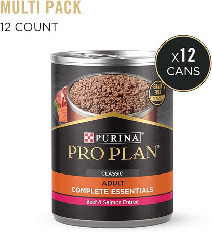 Purina Pro Plan High Protein, Grain Free Wet Dog Food, Beef and Salmon Entree - (Pack of 12) 13 oz. Cans