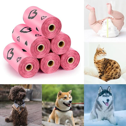 Dog Poop Bag Biodegradable - 540 Count Dog Waste Bags with Dispenser, Extra Thick Strong Leak proof Poop Bags for Dogs Doggy | Scented Pink