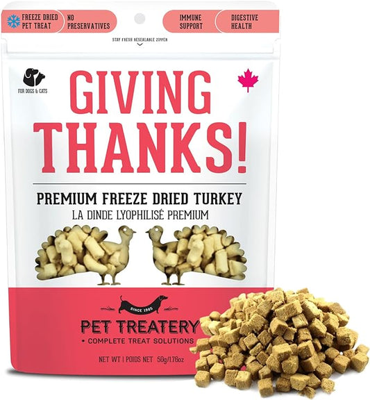 Freeze Dried Turkey Treats for Dogs & Cats (1.76 oz, Pack of 1) - Single Ingredient Flash Frozen to Maintain Nutrients Vitamins and Healthy Oils Made in Canada