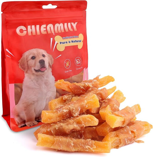 Dog Treats Rawhide Free Chicken Jerky Wrapped Sweet Potato,Gluten and Grain Free Dog Snacks, Chewy Dog Treats for Balanced Nutrition, 11.6 oz
