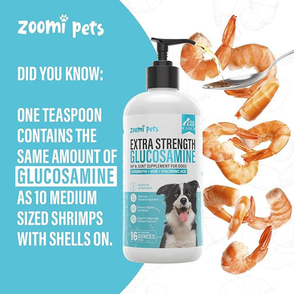 Liquid Glucosamine for Dogs (16oz) - Hip and Joint Supplement with Hyaluronic Acid, MSM, Manganese & Glucosamine Chondroitin for Dogs - Dog Joint Supplement Large Breed, Medium & Small Dogs