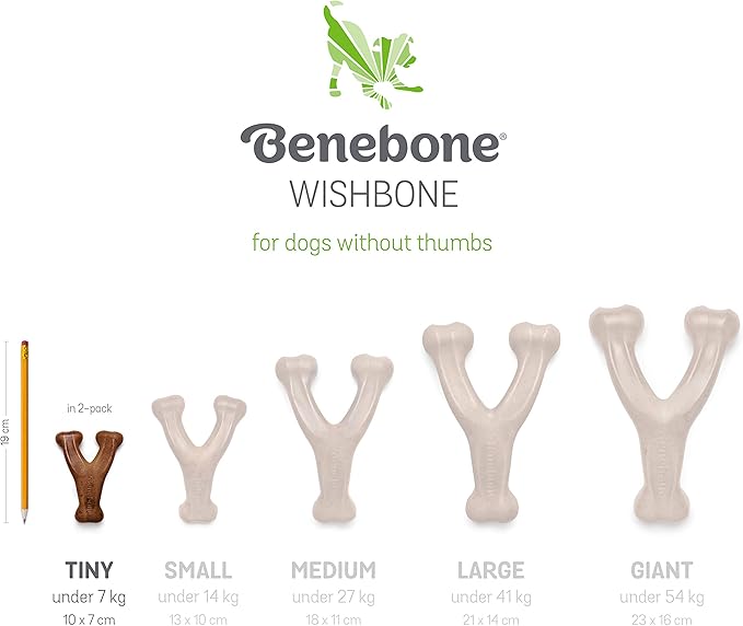Benebone Tiny 2-Pack Dog Chew Toys, Made in USA, Real Bacon Flavor, Small