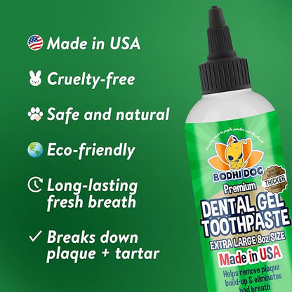 Bodhi Dog 8-Pack Dual-Headed Long Dog Toothbrush Set | Gentle Pet Dental Care with Safe & Super Soft Bristles + Dental Gel for Tartar Reduction and Fresh Breath | Comprehensive Pet Oral & Dental Care
