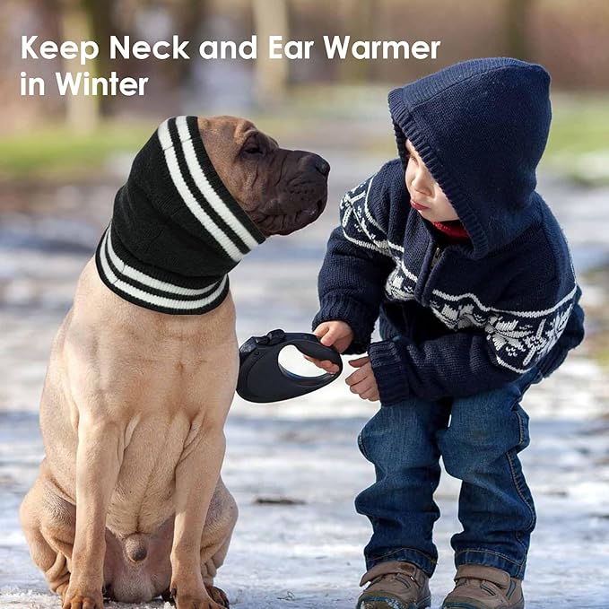 IECOii Ear Covers for Dogs,Quiet Ear Covers Hood for Noise,Warm Stretchy Pet Ear Protector for Bathing and Grooming,Dog Ear Muffs Noise Protection-Vacuum Cleaner,Calming Snoods for Dogs Large,Black-L