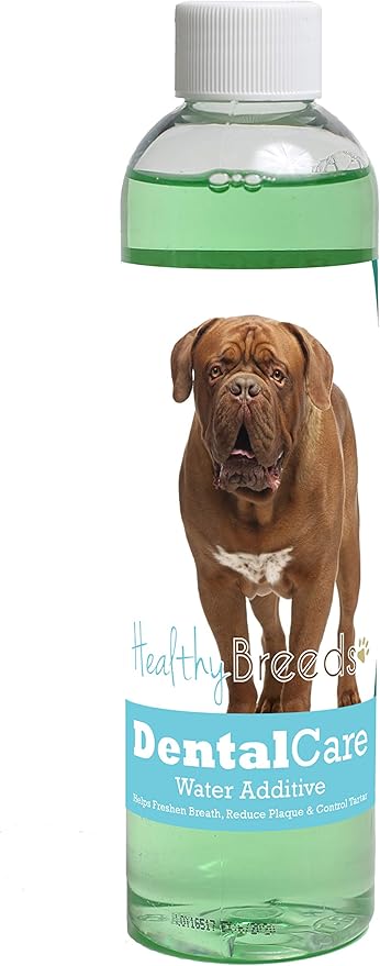 Healthy Breeds Dog Dental Care Water Additive for Dogue de Bordeaux - Helps Freshen Breath, Reduce Plaque & Control Tartar - Mint Flavor - 8 oz
