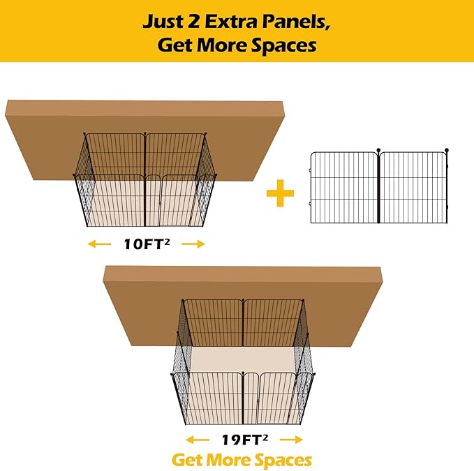 ComSaf Dog Playpen Indoor, 24" Height 2 Panels Metal Dog Fence,Playpen for Medium/Small Dogs, Portable Pet Puppy Playpen for Indoor