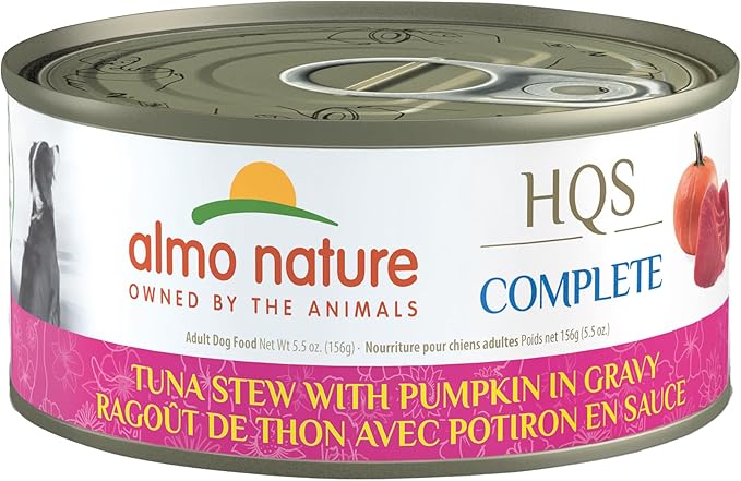 almo nature HQS Complete Wet Dog Food Tuna Stew with Pumpkin in gravy 5.5 oz (Pack of 48)