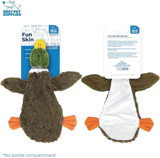 Best Pet Supplies Stuffing Free Squeaky Dog Toys for Small Dogs, Medium Dogs, and Large Dogs, Durable, Best Dog Chew Toy for Teething Puppy, Indoor Play - Wild Duck, Small