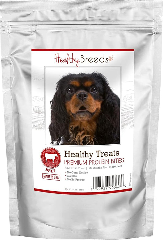 Healthy Breeds English Toy Spaniel Healthy Treats Premium Protein Bites - Low Fat Dog Treats - Beef is The 1st Ingredient - 10 oz