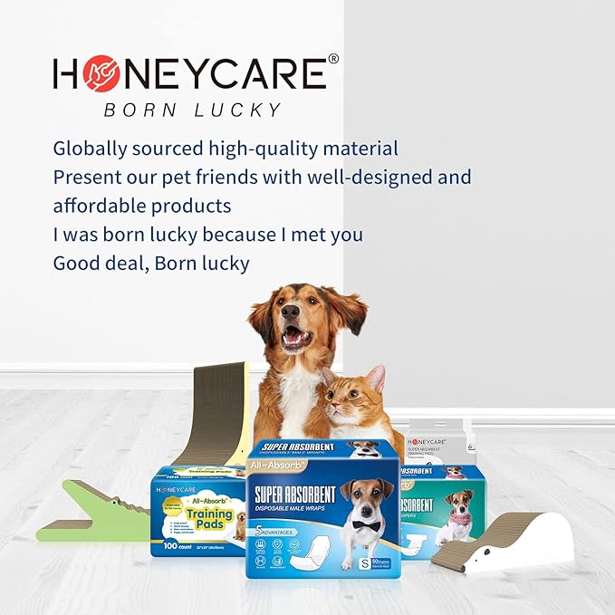 HONEY CARE All-Absorb Dog Pee Pads 22" x 23" (Pack of 14), Ultra Absorbent and Odor Eliminating Puppy Pads for Training, 5-Layer Leak-proof Pee Pads with Quick-dry Surface for Potty Training