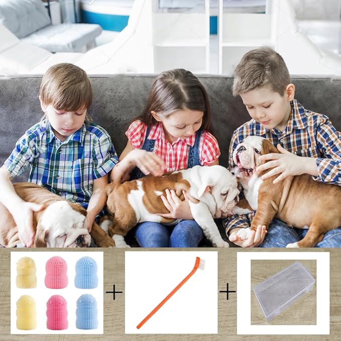 Dog Toothbrush Dog Tooth Brushing Kit ，6Pack Dog Finger Toothbrush for Dog Teeth Cleaning&Dog Dental Care, Dog Tooth Brush Pet Toothbrush