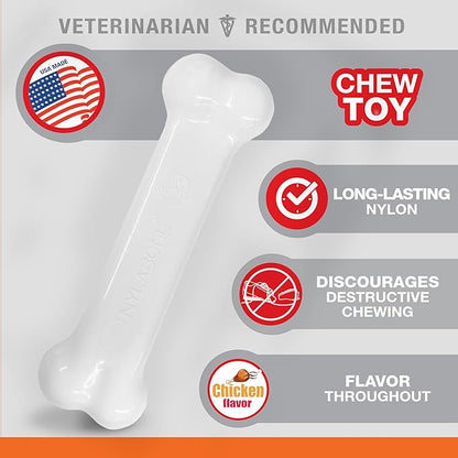 Nylabone Power Chew Classic Bone Chew Toy for Dogs, Durable Dog Toys for Aggressive Chewers, Chicken Flavor, Small/Regular - Up to 25 Ibs. (1 Count)