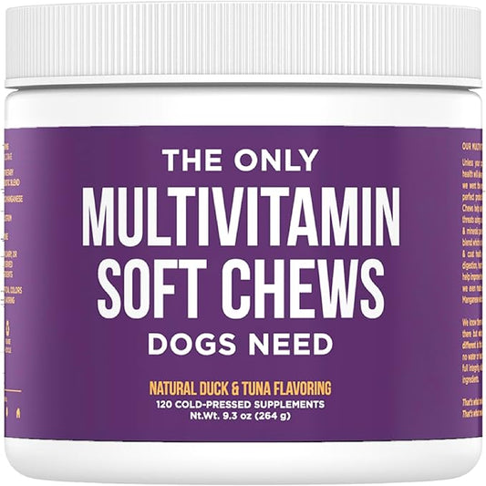 Natural Rapport Dog Multivitamin - The Only Multivitamin Soft Chews That Dogs Need - 120ct Contain Zinc, and Manganese to Support Functions and Keep Dog Healthy