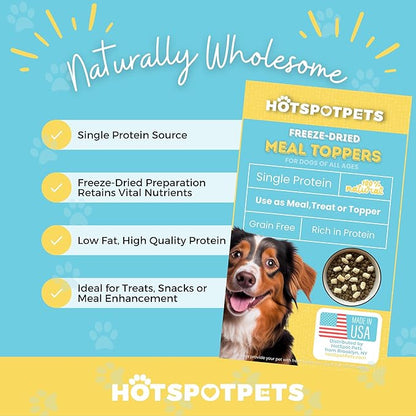 hotspot pets Freeze Dried Raw Chicken Meal Toppers for Dogs - Single Protein,All Natural, Grain-Free- Perfect for Training, Topper or Snack - Made in USA - (Chicken Meal Toppers) 1LB Bag