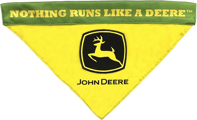 Pets First John Deere Reversible PET Bandana for Dogs and Cats, Best Bandana for Construction, Tractors, John Deere Fan! Size: Small-Medium. Best Collar-Pull-Through Bandana, Green, (JOD-3217-S-M)