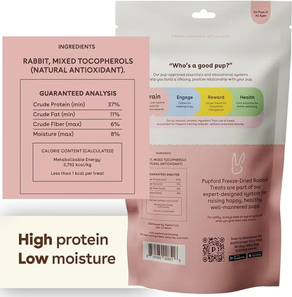 Pupford Freeze Dried Training Treats for Dogs & Puppies, 1400+ Two Ingredient Bites (Rabbit, 4 oz, 3 Pack)