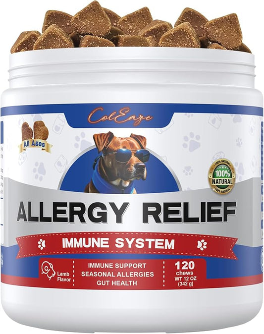 Dog Allergy Chews,with Omega-3 Fish Oil&Probiotics Itching Skin Allergy Medicine for Dogs,Effectively Anti Itch and Paw Licking-Skin Dry & Hot Spots-Lamb