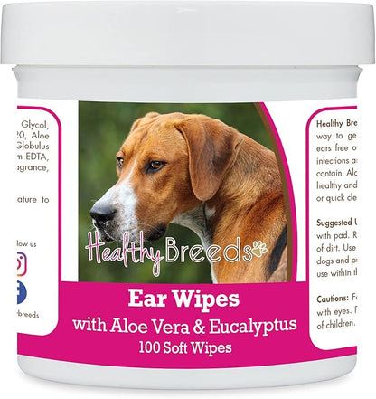 Healthy Breeds English Foxhound Ear Cleaning Wipes with Aloe & Eucalyptus for Dogs 100 Count