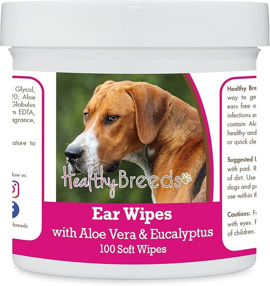 Healthy Breeds English Foxhound Ear Cleaning Wipes with Aloe & Eucalyptus for Dogs 100 Count