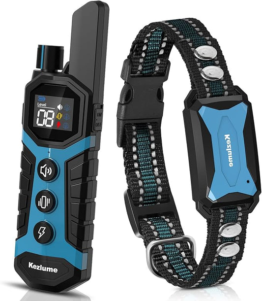 Dog Shock Collar - 4000Ft Waterproof Dog Training Collar with Remote for 5-120lbs Small Medium Large Dogs, 3 Channels, Rechargeable E Collars with Beep Vibration Safe Shock Modes (Blue)
