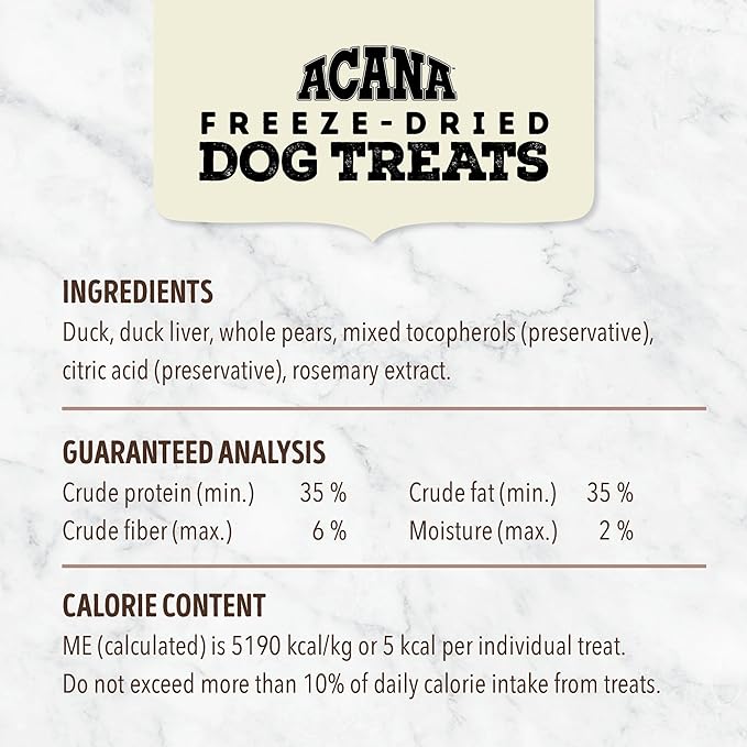 ACANA Singles Freeze Dried Dog Treats, Limited Ingredient Grain Free Duck & Pear Recipe, 1.25oz