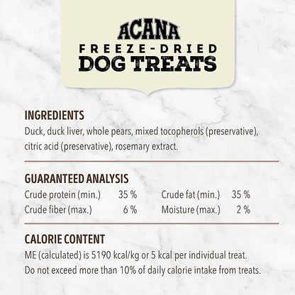 ACANA Singles Freeze Dried Dog Treats, Limited Ingredient Grain Free Duck & Pear Recipe, 1.25oz