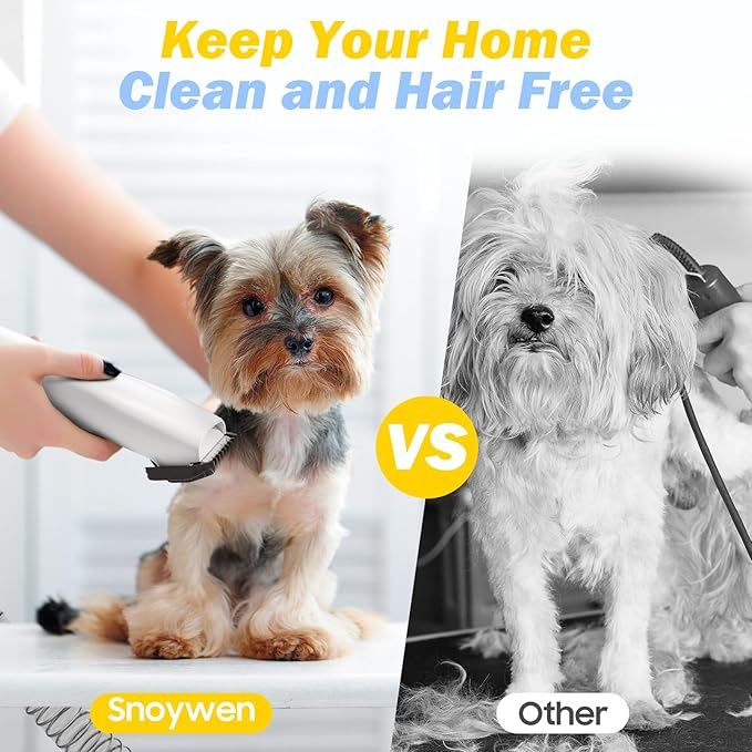 Dog Grooming Vacuum & Pet Hair Dryer & Dog Electric Clippers Suction 99% Pet Hair, Large Capacity Dog Vacuum with 9 Grooming Tools, Quiet, Adjustable Airflow and Temperature, UL