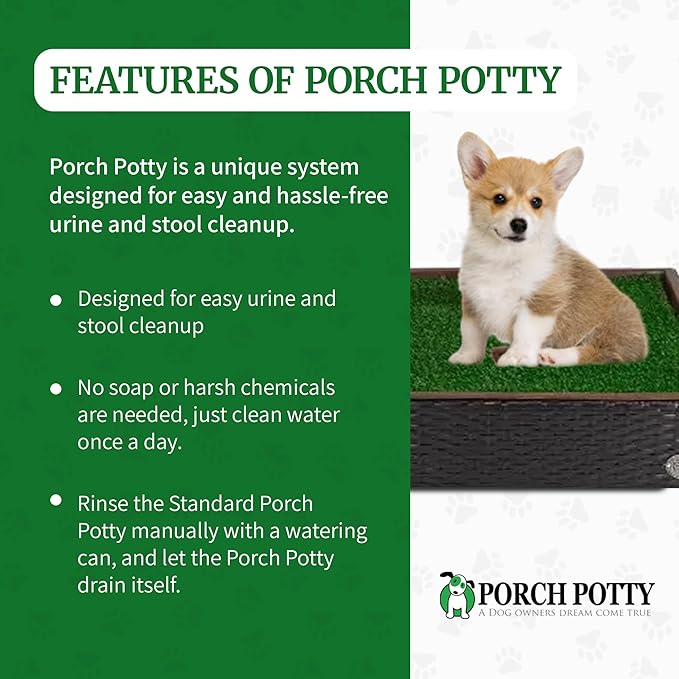 Porch Potty Artificial Grass Potty Pads Without Sprinklers - Standard Size 26x50x7 Reusable Potty Training Pad - Washable Pee Pad for Dogs - Instant Drainage - Quick Absorb - 4x2 Ft Grass Area