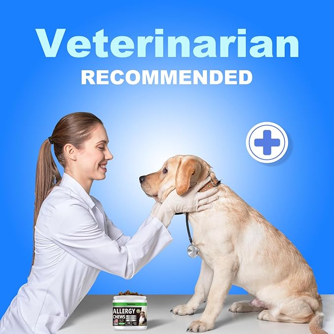 Dog Allergy Relief Chews, Itch Relief and Probiotics for Dogs, Fish Oil Omega 3, Seasonal Allergies, Itchy Skin Relief, Anti Itch Treats, Immune Health Supplement (Chicken, 120 Chews)