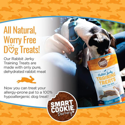 Single Ingredient Rabbit Jerky Dog Treats - Bite Size Training Treats for Dogs and Puppies with Allergies and Sensitive Stomachs - Dehydrated, 100% Meat, Made in USA - 3oz, Pack of 1