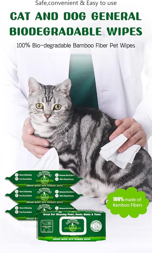 Unscented Dog Wipes – 100 pcs Pet Wipes for Paw Face Ears and Butt – Cat & Dog Wipes Cleaning – Kitten and Puppy Grooming Bath Wipes 6x8 Inch