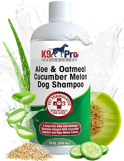 Oatmeal Dog Shampoo and Conditioner - for Dogs with Allergies and Dry Itchy Sensitive Skin. Best Hypoallergenic Medicated Tear Free Anti Itch for Puppy - with Aloe Cucumber Essence and Melon Extract