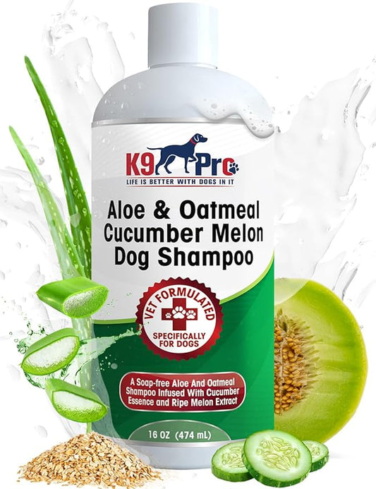 Oatmeal Dog Shampoo and Conditioner - for Dogs with Allergies and Dry Itchy Sensitive Skin. Best Hypoallergenic Medicated Tear Free Anti Itch for Puppy - with Aloe Cucumber Essence and Melon Extract